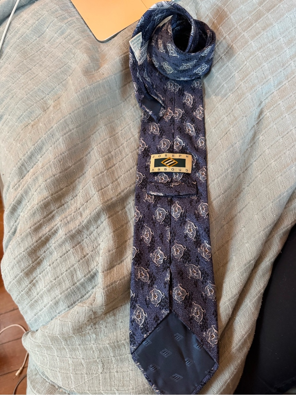 Joseph Abboud Navy Silk Tie with Light Gray Motif